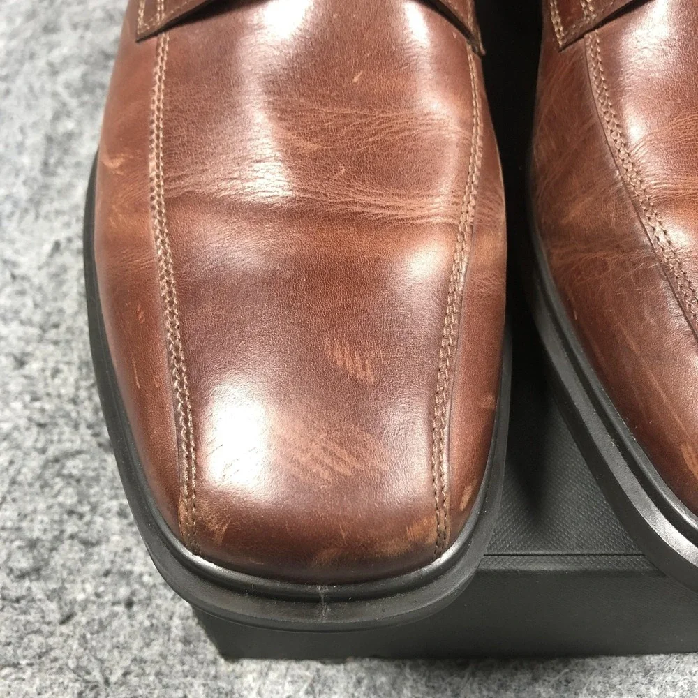 Ecco Helsinki 2 Shoes Mens 11.5 Brown Leather Derby Square Toe Comfort Dress